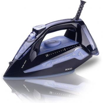 Sogo Plancha Profesional de Cerámica 2800W 300ml Anti-Cal Anti-Goteo Turbo Steam Negra
