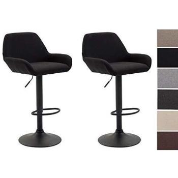 Juego de 2 Taburetes Braga en Tela Gris Oscuro y Negro: Confort y Estilo para tu Espacio