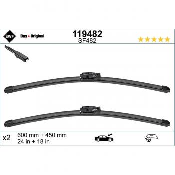Limpiaparabrisas SWF 119482 - Hoja de limpiaparabrisas, longitud de 48 cm, diseño aerodinámico, goma natural para un barrido eficiente, fácil instalación con sistema de anclaje universal