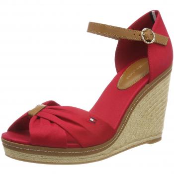 Tommy Hilfiger Iconic Elena, Alpargatas de Cuña Mujer, Rojo