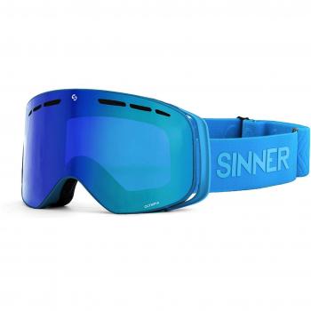 Sinner Olympia Ski Goggles Matte Sky Blue Double Full Green Mirror Vent/CAT3 unisex and Sinner Olympia SIGO-174-51-28 Men's Sunglasses Blue Size Standard