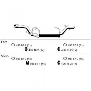 Silenciador Intermedio ERNST 313162 para Ford y Volvo - Compatible con Focus 2, Focus C-Max, C-Max, Número de Parte: 1364172, 1234018, Me3m5j-5230