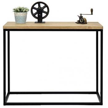 Consola Recibidor iCub Big Wood 100x35x80cm Negra en Madera Maciza de Pino Acabado Vintage Estilo Industrial