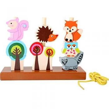 pequeño pie 5872 - clasificador de Forma Otoño de Madera, con Coloridos árboles y Animales, a Partir de 1 año