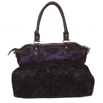 Banned Alternative Katebag Mujer Bolsa de Mano Negro/Lila 100% Poliuretano