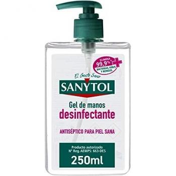 Sanytol - Gel de Manos Desinfectante Hidroalcohólico, Sin Enjuague, Hipoalergénico - Dosificador de 250 ml