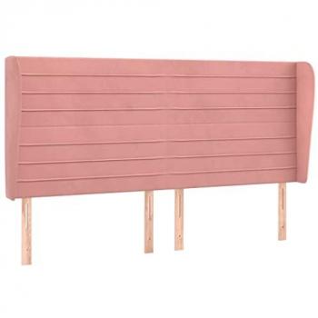 Cabecero con orejas de terciopelo rosa 163x23x118/128 cm