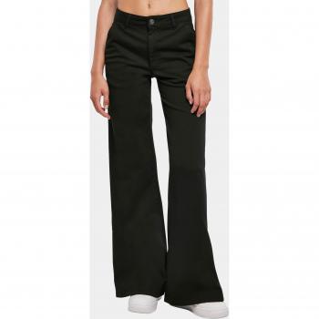 Urban Classics Women's High Waist Wide Leg Black Chino Pants