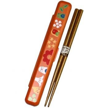 Parakeet orange 33006 and HAKOYA KOTORITACHI 18.0 chopstick case set flower