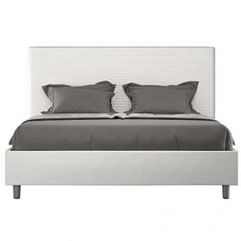 Cama matrimonial sin somier 160x190 símil piel blanca Focus