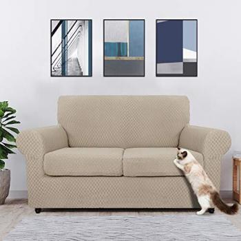 MAXIJIN 3 Piezas más Nuevas Fundas de sofá Jacquard para 2 plazas elástico Antideslizante Funda de Asiento de Amor para Perros Protector elástico para Muebles