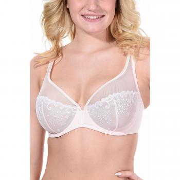 Simone Perele Delice Sheer Plunge Bra - Triangle Style, Blush/Beige, Plus Size Available
