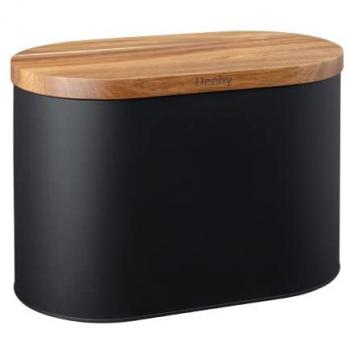 Denby Black Bread Storage Container with Acacia Wood Lid