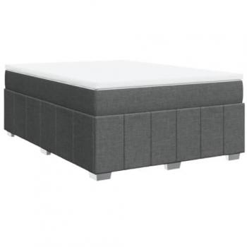 Cama box spring suave con colchón de tela gris oscuro 140x200 cm