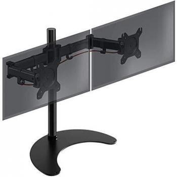Duronic DM25D2 Soporte Brazo Monitor Ordenador de 13 a 27 Pulgadas con Base - Soporte para 2 Pantallas PC TV LED LCD de 8 Kg Máx cada una - Soportes y Brazos de Escritorio Inclinable y Giratorio