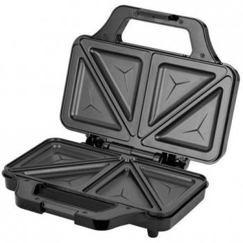 MPM MOP-45M Sandwichera Eléctrica para 4 Sandwiches Triangulares, Placas Antiadherentes, Control de Temperatura Automático, Diseño Compacto, Acabado en Acero Inoxidable