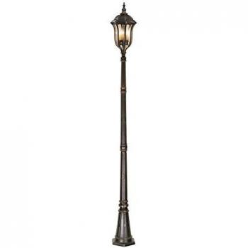 Lámpara de pie Baton Rouge 258 cm, farola de exterior 4 luces Nogal IP44, E14