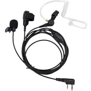 Coodio KHS7 Kenwood Radio Acción Auriculares 2 Pin Casco Moto/Camisa-Clip Micro-Auricular Micrófono Seguridad y Bodyguard Para 2-Pin Kenwood Plug Walkie-Talkie Transceptor Emisor y Receptor PMR