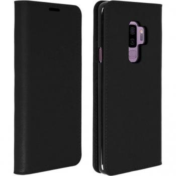Funda Libro Cartera de Cuero Negra para Samsung Galaxy S9 Plus