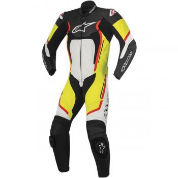 3151017 1253 52 - Alpinestars Motegi v2 1 Piece Leather Motorcycle Suit 52 Black White Red Fluo