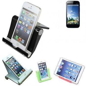 Escritorio Soporte universal dock para Kazam Thunder 2 5.0, negro, fuerte, ligero y compacto | Multi-ángulo del sostenedor del soporte portátil para tabletas, e-readers y smartphones Fold-Up Docking Station cuna del muelle turística montaje muelle Viaj