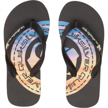 Chanclas de niños Quiksilver Molokai Art Beach negro azul naranja - Talla 28