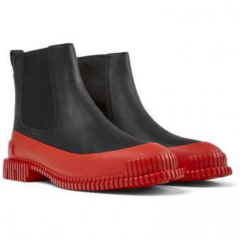 Camper Pix Women's Ankle Boots - Smooth Leather, Black/Red, Size 9/40, Stacked Sole