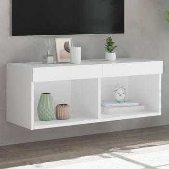 Mueble para TV con luces LED 80x30x30 cm, Mueble de salón, Mesa de TV, color blanco