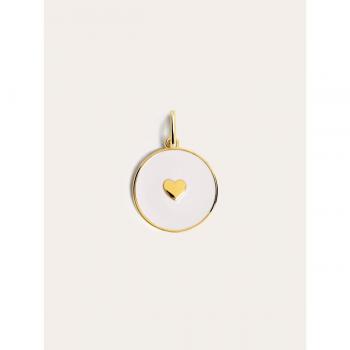 Charm Heart White Enamel Aleación de Metales Bañado en Oro