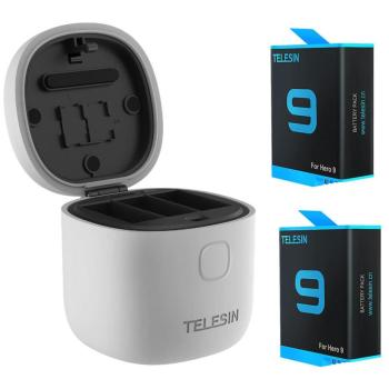 Cargador Impermeable Allin Box de 3 Ranuras + 2 Baterías de 1750mAh para GoPro Hero 9/10/11/12