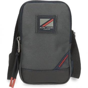 Bandolera Portamóvil Pepe Jeans Hackney Gris con Bolsillo Trasero