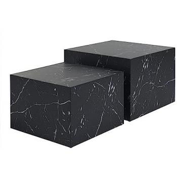 Set de 2 mesas de centro extraíbles diseño efecto mármol negro CALLA