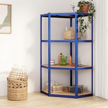 vidaXL 4-Layer Corner Shelf Blue Steel & Engineered Wood