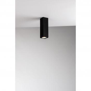 Plafón cuadrado Eco-Light Downlight Fluke de metal negro, altura 20 cm