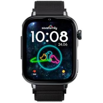 Reloj Inteligente Infantil SaveFamily SaveWatch Plus 2 - Pantalla AMOLED 1.85 4G Negro con Correa de Tela y GPS