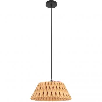Lámpara Colgante Maze 1 Fuego E27 IP20, Madera Dimmable Natural-Clara y Negra