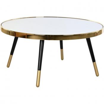 Mesa de Centro Elegante Glamour Dorado y Plateado con Detalles en Acero Espejo de 82,5 x 82,5 x 40 cm