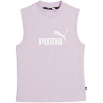 Camiseta Puma Essentials Slim Lila Mujer con diseño ajustado, sin mangas, logo de la marca en el pecho