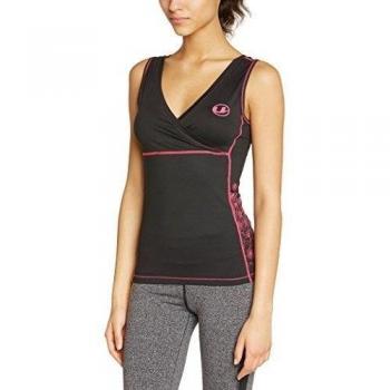Ultrasport Fitnessshirt Camiseta, Mujer, Negro/Rosa, XS