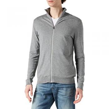 Cárdigan de hombre con cremallera Selected, 100% algodón, color gris, talla L