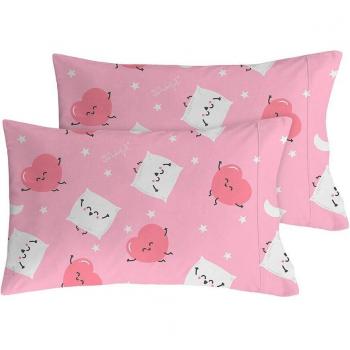 Juego de 2 fundas de almohada Corazones 50x80 cm 100% algodón 144 hilos, fabricado en España