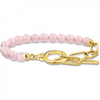 Thomas Sabo Gold-Plated Bracelet with Rose Quartz Beads and Link Elements A2134-414-9-L19V