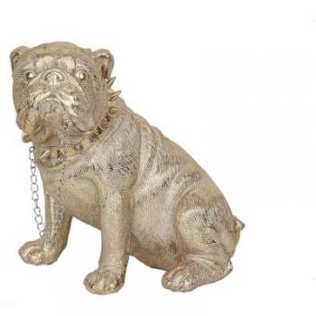 Figura Decorativa Perro Dorado de Resina 28 x 26 x 19 cm