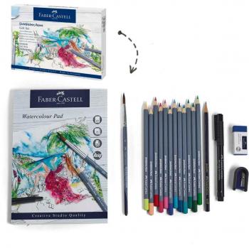 Set de Lápices Acuarelables Faber-Castell Goldfaber Aqua, 18 Piezas + Pincel