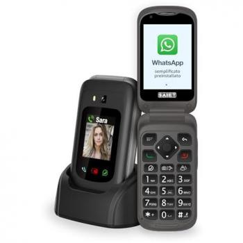 Teléfono Móvil Senior SAIET Link 4+ 4G Negro - Smartphone para Personas Mayores con Teclas y Letras Grandes, WhatsApp y Botón SOS
