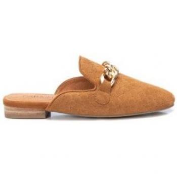 Carmela - Mules de piel color camel para mujer con detalle trenzado
