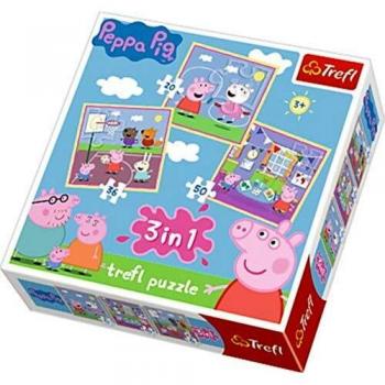 Puzzle 3 en 1 Peppa Pig - Diversión Escolar (20, 36 y 50 piezas)