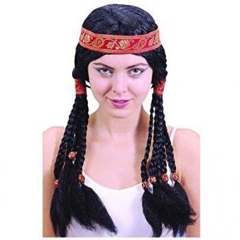 PELUCA NEGRA DE INDIA CON TRENZAS LARGAS