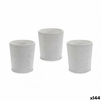 Macetero Patrón Blanco Cerámica 12,3 x 12 x 12,3 cm (144 Unidades)