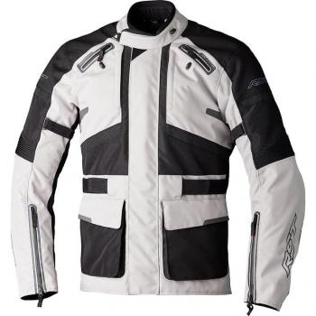 RST Chaqueta de Moto Endurance Plateado-Negro, chaqueta textil de motocicleta, color negro y plata, talla L